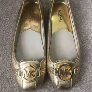 Michael Kors gold flats, size 9